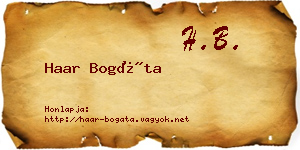 Haar Bogáta névjegykártya